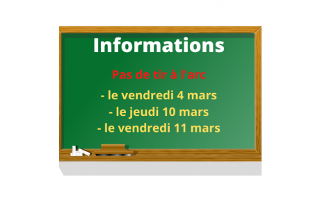 Information importante : vendredi 4 mars, jeudi 10 et vendredi 11 mars